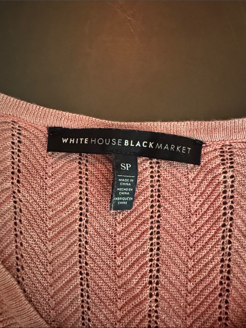 White House Black Market Dusty Rose Lace-Up Chevron Knit Tunic - Picture 2 of 5